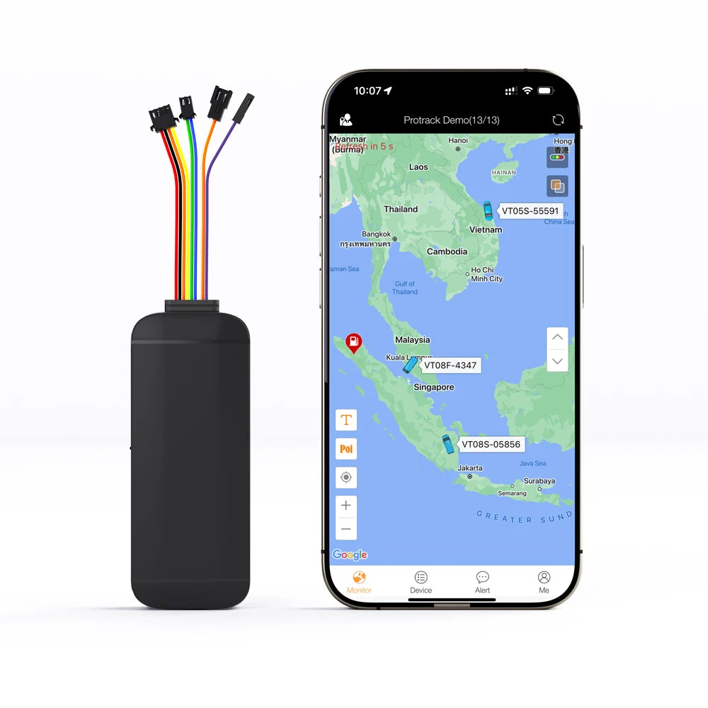 Smart GPS Vehicle Tracker with Anti-Jammer and Beidou/AGPS Positioning Systems, Model VT08D