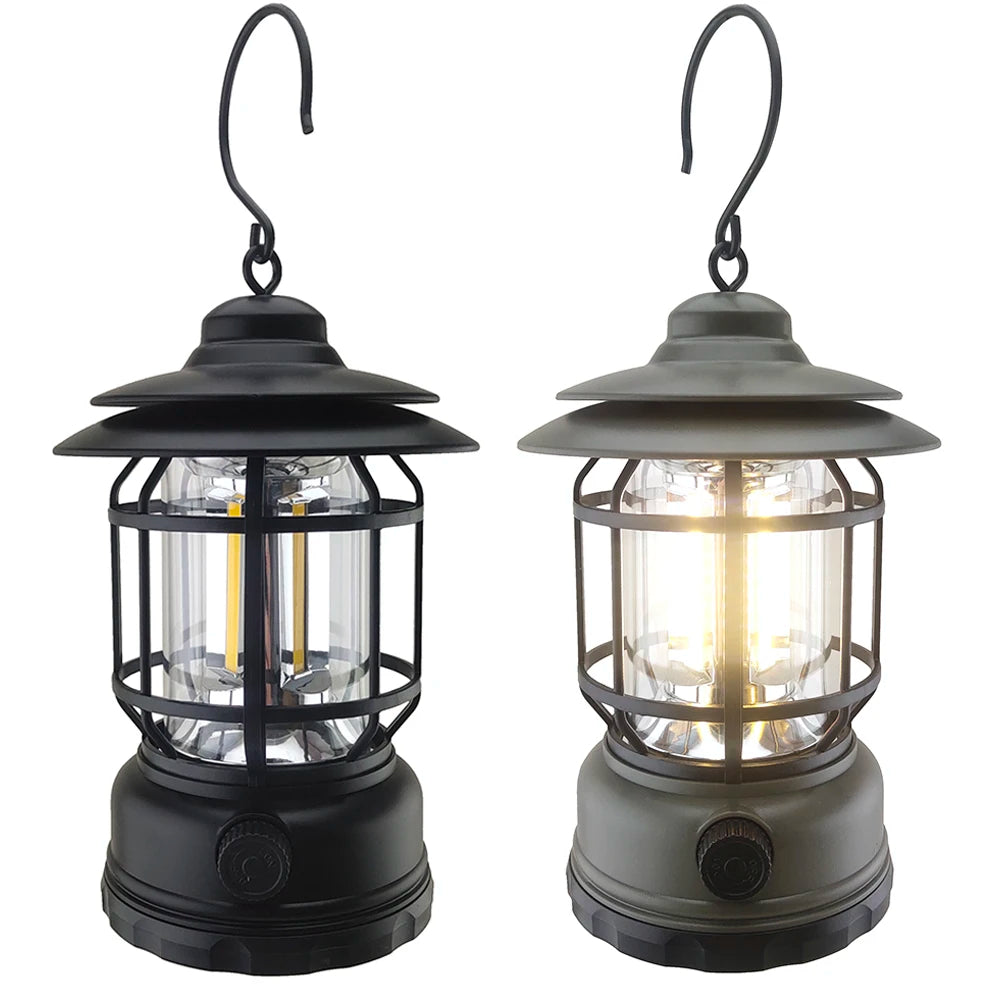 Adjustable Warm White Light Emergency Hanging LED Tent Lantern, Rechargeable, IP44, 3500K, 800mAh Battery, 11.5x11.5x24.5cm
