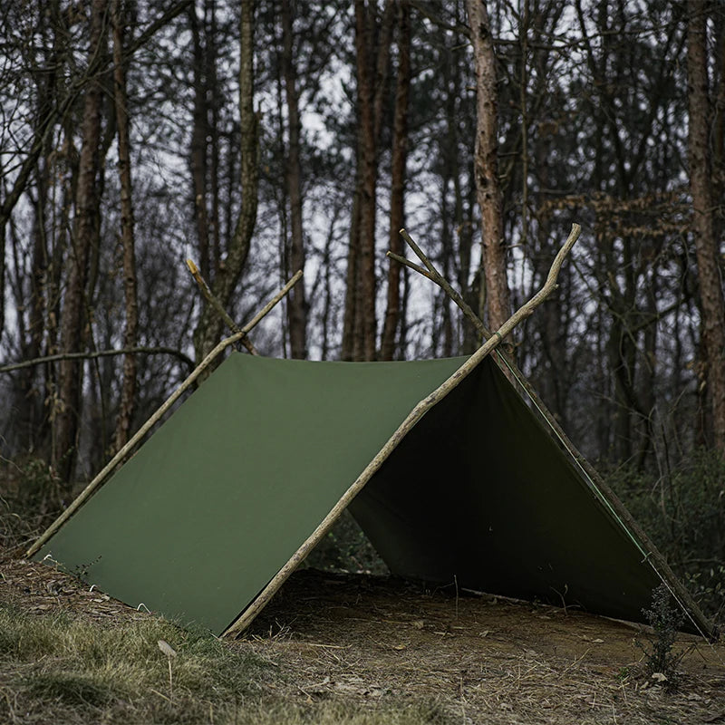 Outdoor Camping Tarpaulin Sunshade Cloth Shelter, Forest Green, 2.8m x 3m, Waterproof TC Cotton, Four-Season Use