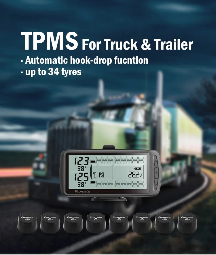 203 PSI Tire Pressure Monitoring System with External Sensors for Trucks, RVs, Trailers, and Buses