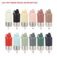 VTX-3090853 32oz Dog Feeder Food Bowls Water Bottles 3in1 Vacuum Insulated Portable Outdoor Travel Pet Stainless Steel Home Decor
