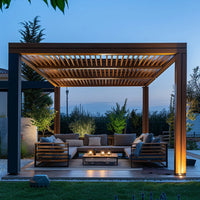 VTX-2102437 Size Heavy Duty Motorized Waterproof Sunshade Windproof Luxury Louvered Aluminum Outdoor Garden Pergola Home Decor