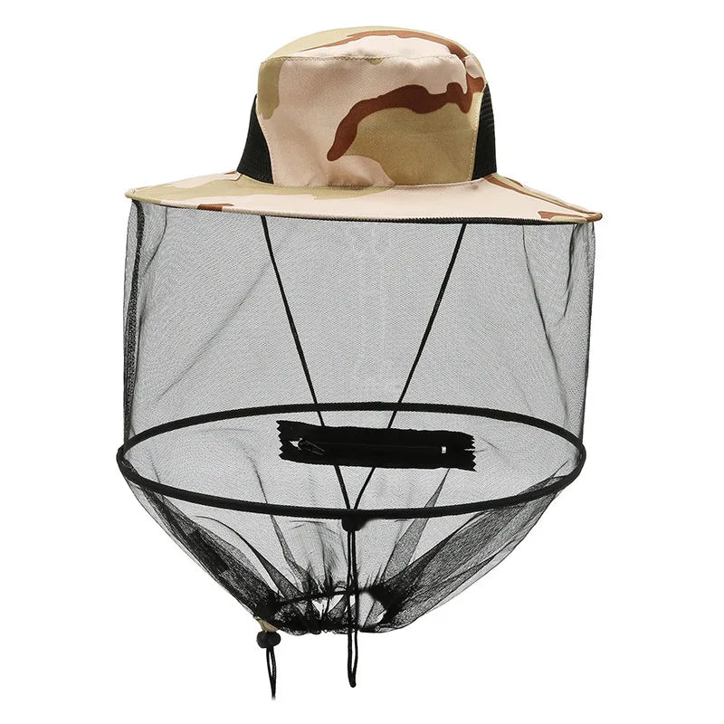 UV Protection Quick Dry Breathable Cotton Sun Hat with Mesh Hood Veil for Outdoor Activities