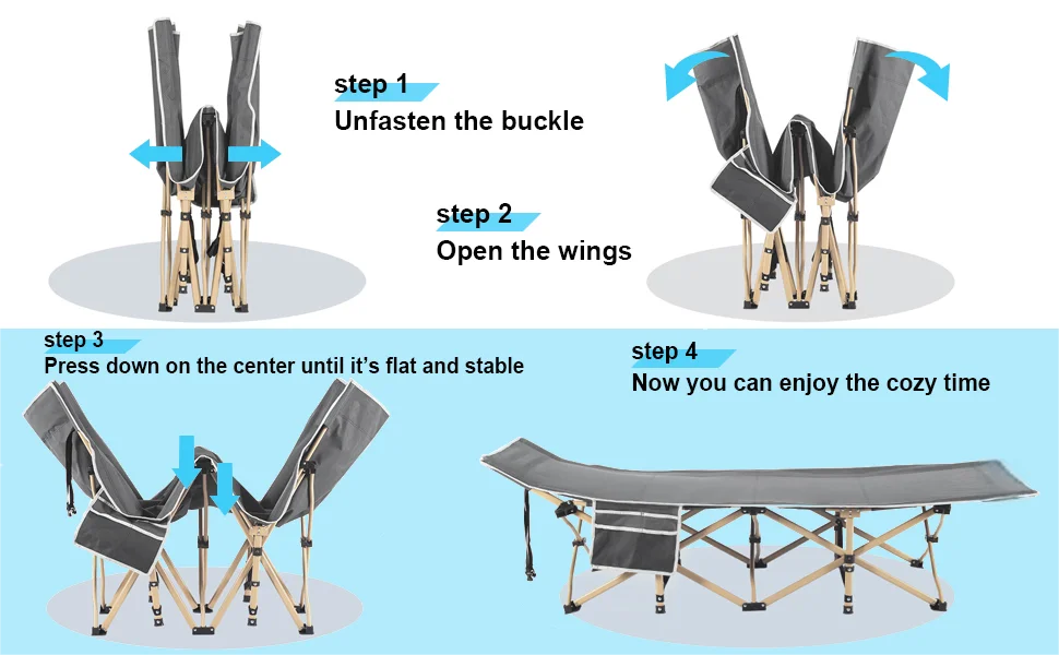 Portable Foldable Outdoor Camping Cot with Mattress Cushion, Steel Frame, Modern Design