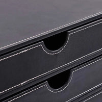 VTX-2709541 FOSKA Stackable Modular Storage Box Black Three Drawer Organizer Leather Accommodating Various Home Accessories