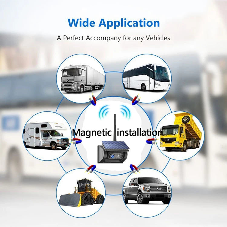 Magnetic Solar Energy Dash Cam Backup MDVR System Wireless Wifi Camera for Car Truck RV Trailer Bus