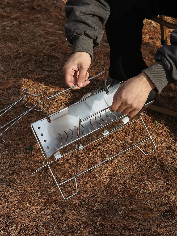 Portable X-Shape Grill Stainless Steel Folding Fire Pit for Outdoor Camping