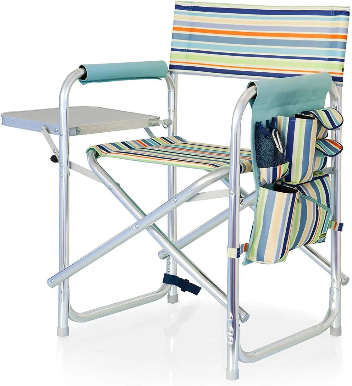 Outdoor Portable Folding Fishing Chair with Side Table, Aluminum Frame, Polyester Fabric, 300lbs Capacity, Custom Color