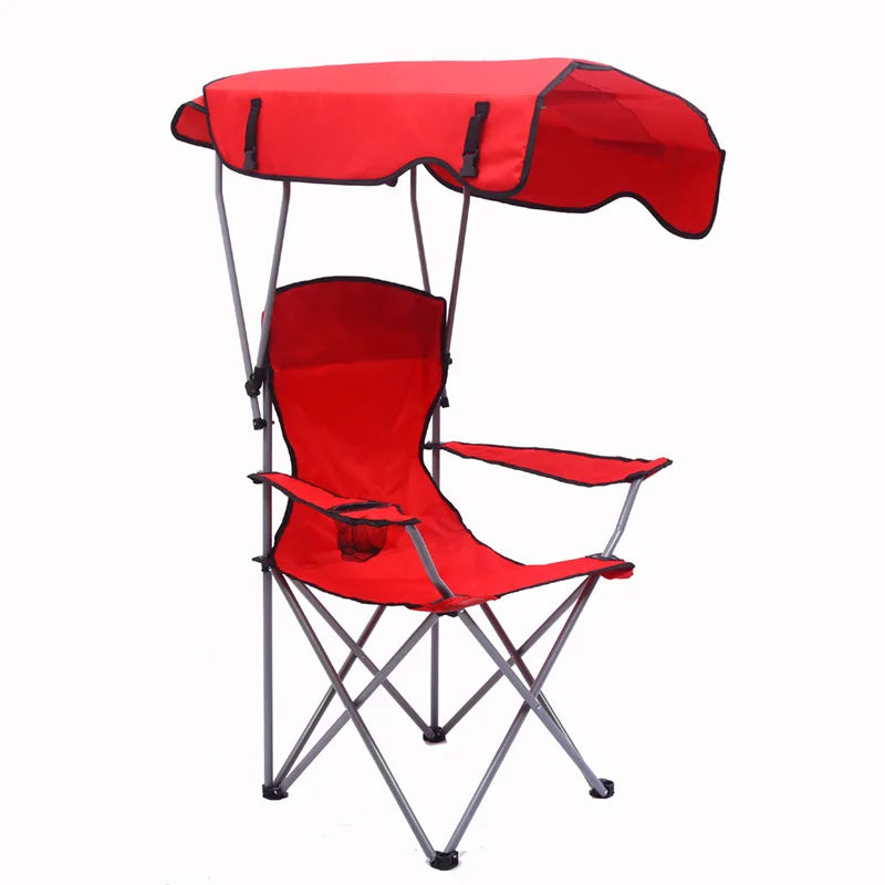 Portable Folding Armrest Chair, Oxford Cloth Beach Chair, Iron Frame, Ideal for Camping and Picnics