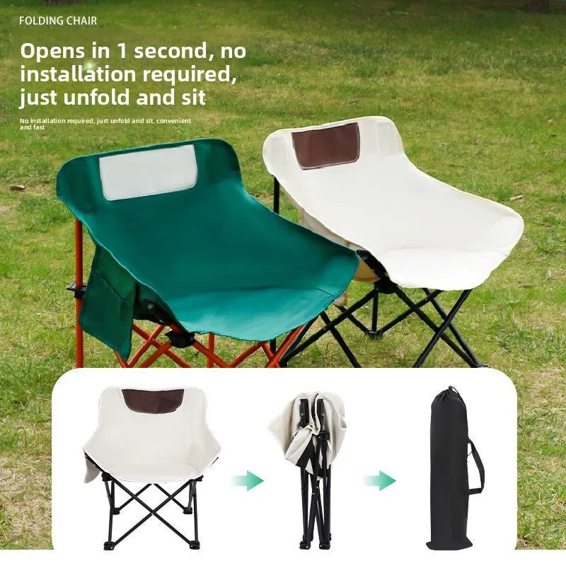 Folding Moon Chair for Outdoor Use - Portable Camping, Fishing, and Picnic Stool