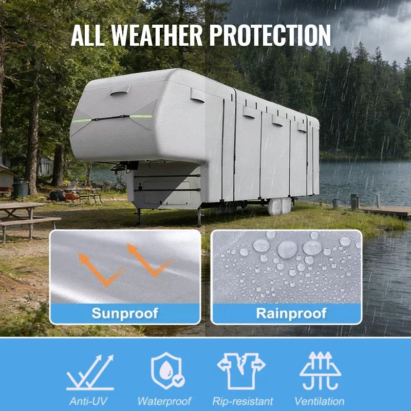 Lightweight Waterproof RV Cover for Campers - Durable Oxford Fabric, Mold & Condensation Protection, Outdoor Use