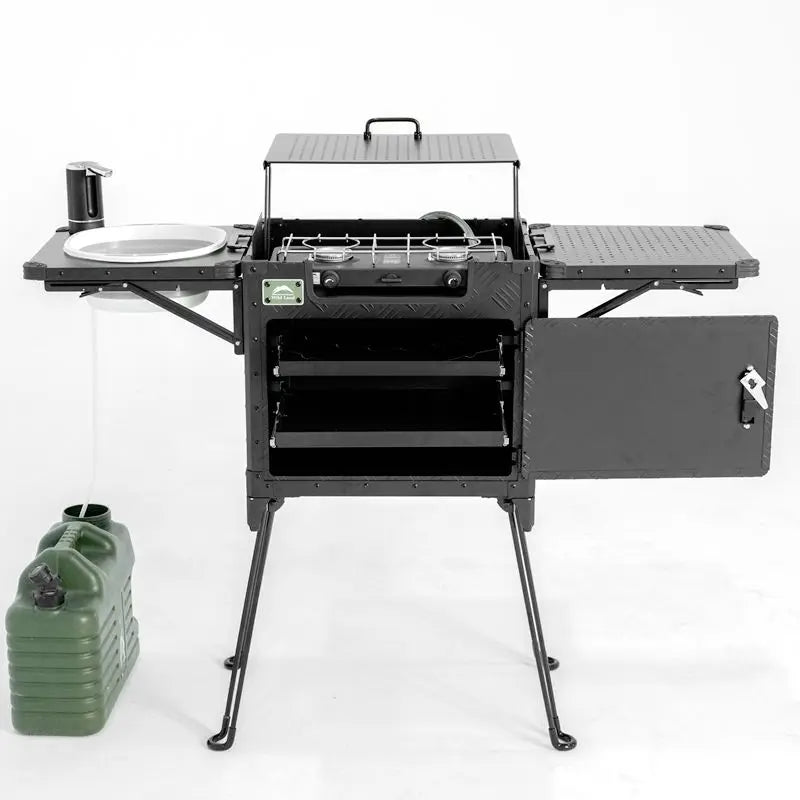 Dual Burner Camping Kitchen Box Portable Outdoor Cooking Set for Camping and Hiking
