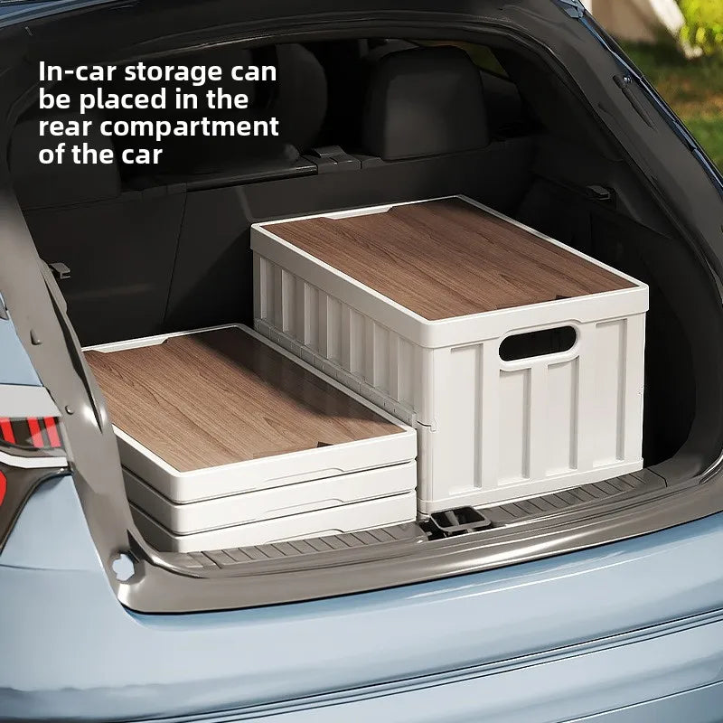 Collapsible Plastic Storage Crate for Camping and Grocery Use, Red, Multi-Functional Utility Case