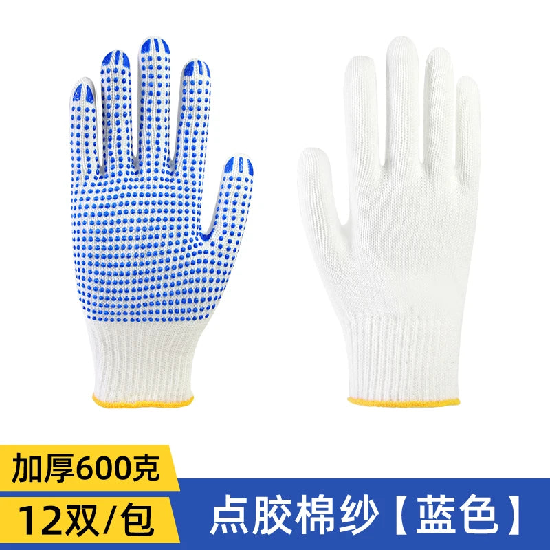 Men's Non-Slip Cotton Yarn Safety Gloves for General Industry, Opera Length, Silicone-Free, Powder-Free