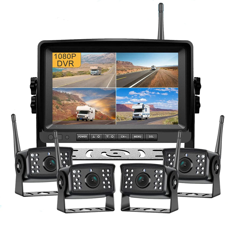 VTX-7940901 Digital Wireless 7 Inch Touch Screen Loop Recording Video DVR Monitor Heavy Duty RV Backup Cameras Night Vision
