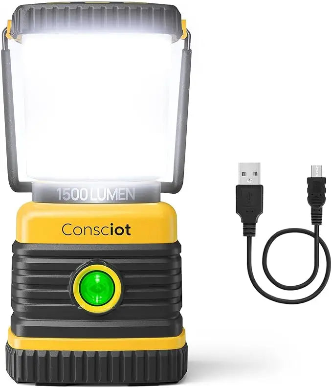 LED Camping Lantern, USB-C Rechargeable, 1500LM, 5 Light Modes, 100H Runtime, IP44, Dimmable, 4100K