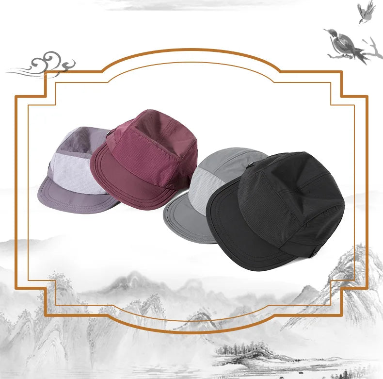 Unisex Five-Panel Mesh Snapback Baseball Cap for Outdoor Sports and Camping