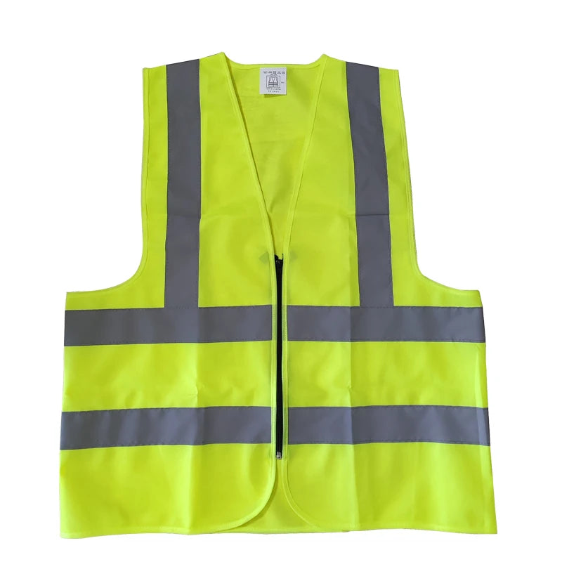 Hi Vis Reflective Safety Vest with Zipper, Orange, 120g Polyester, ANSI Standard, Sizes S-3XL