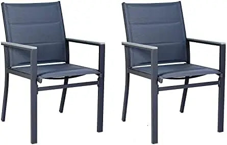 Modern Outdoor Patio Dining Chair Set, Gray Frame and Fabric, Comfortable Seating for Garden and Living Room