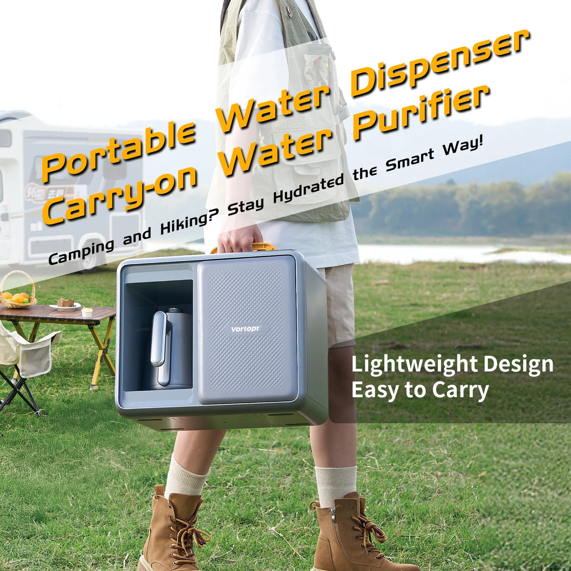 Portable Car RO Water Dispenser with Detachable Water Bottle and Reverse Osmosis Filtration, 842W, Black, Model UR06