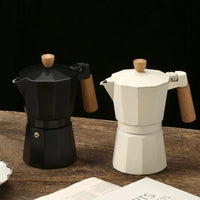 Quality Wooden and Aluminum Stovetop Espresso Maker Stylish