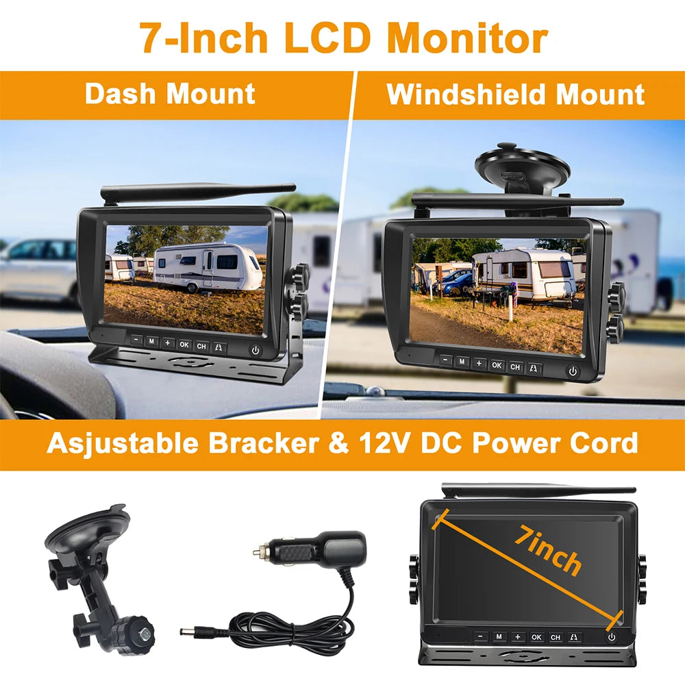Magnetic Solar Energy Dash Cam Backup MDVR System Wireless Wifi Camera for Car Truck RV Trailer Bus