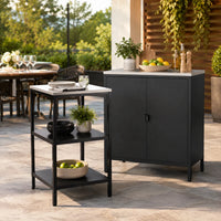 VTX-2823333 Modern Outdoor Kitchen Island Cabinet Steel Modular BBQ Station Storage Prep Worktop Waterproof Eco-Friendly Durable