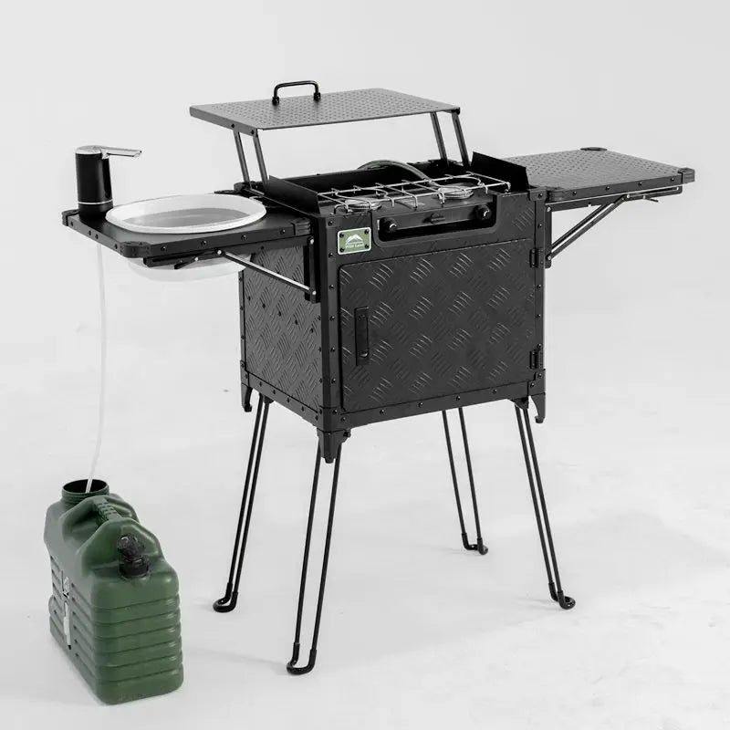 Dual Burner Camping Kitchen Box Portable Outdoor Cooking Set for Camping and Hiking