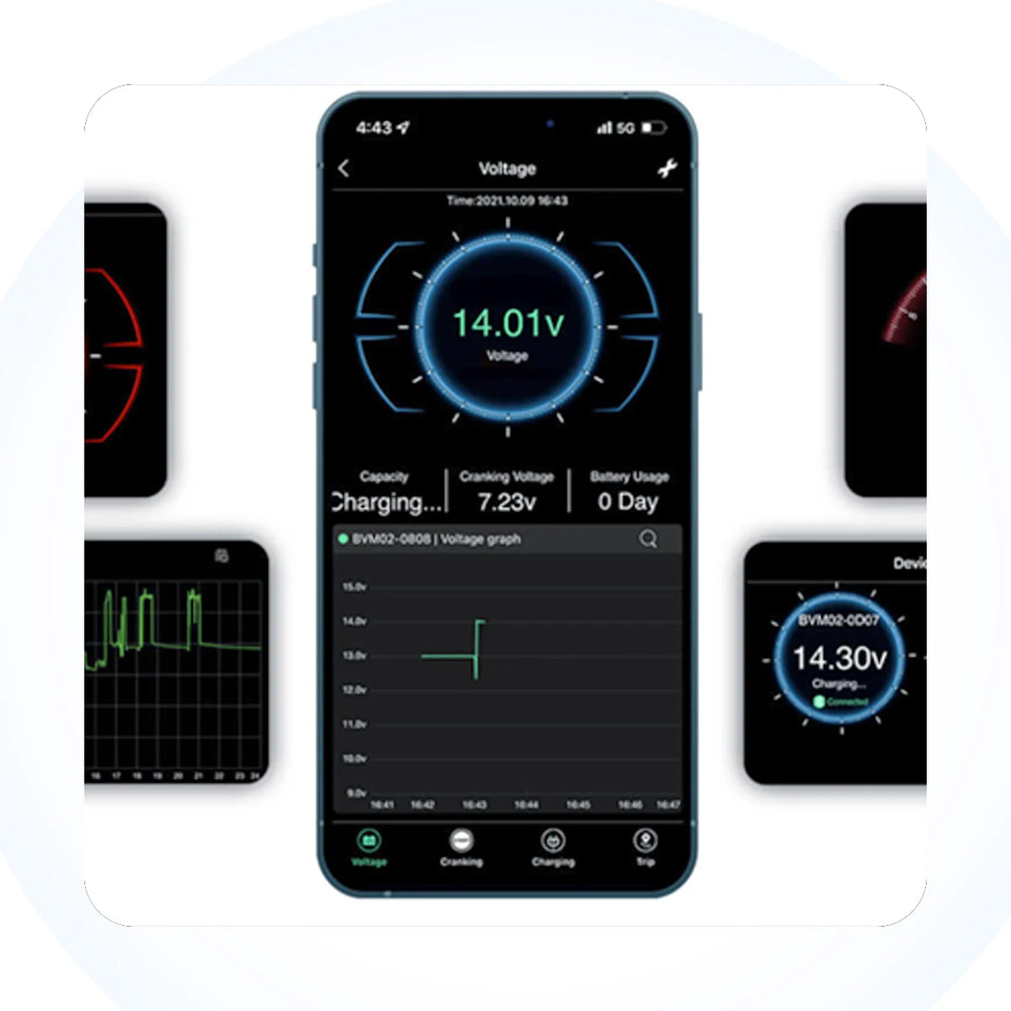Wireless Vehicle Battery Monitor for 12V and 24V Batteries, Model BVM02, Real-Time Health Tracking