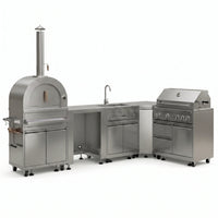 VTX-2921637 Commercial Food 304 Stainless Steel Outdoor Kitchen Modular L Shaped BBQ Island Home Prep Space Cooking Breakfast