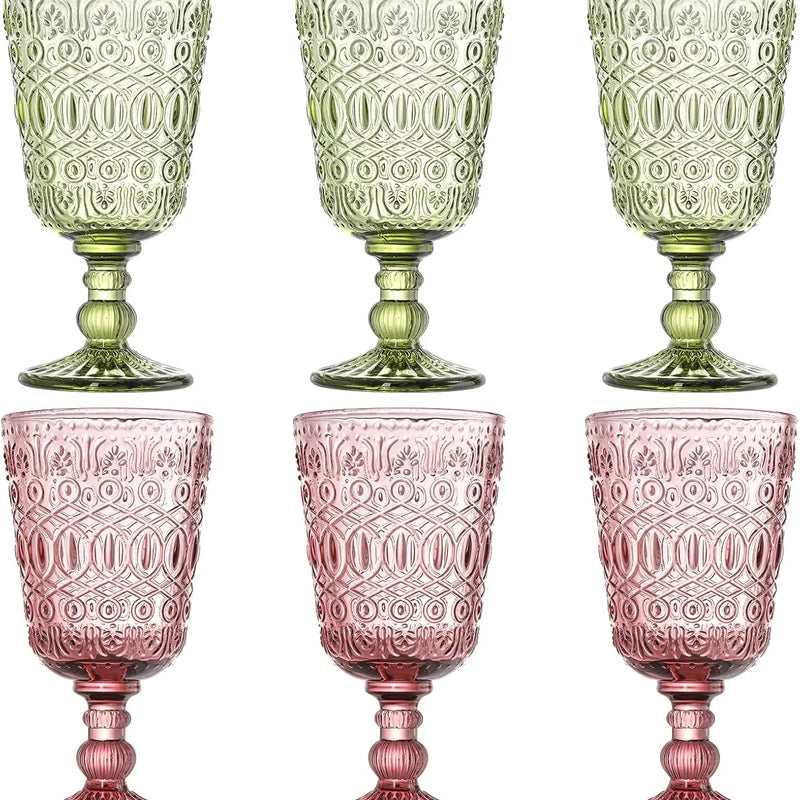 Wholesale OEM Classic Durable Glass Wine Goblet Embossed Des