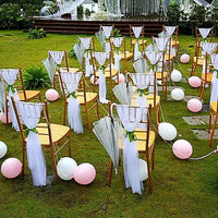 Swiss Dot Tulle Chair Sashes Organza Chair Back Bow Sheer Ya