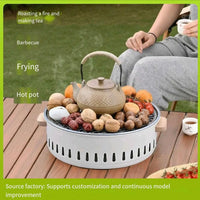 VTX-1267749 Modern Portable Metal Outdoor Charcoal BBQ Tea Stove Set Auto Ignition-round Fire Pit Winter Camping Home Use Kitchen