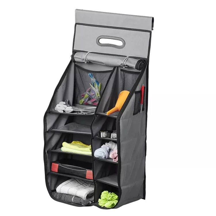 RV Motorhome Hanging Storage Bag with 12 Compartments, Zipper Closure, 80x40 cm, Durable Polyester Material