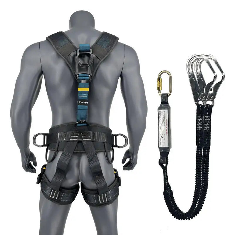 Lightweight Fall Protection Safety Harness with Quick Connect Buckles, Adjustable Length, 25KN Strength, 5 Stainless Steel D-rings