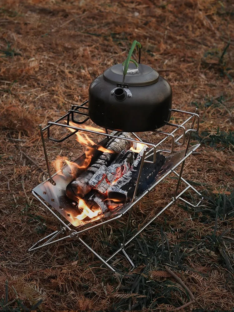 Portable X-Shape Grill Stainless Steel Folding Fire Pit for Outdoor Camping