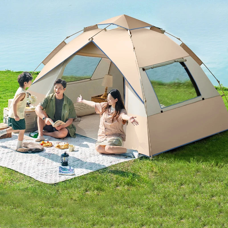 Outdoor Waterproof Camping Tent for 3-4 People, Quick Automatic Opening, Portable Canopy, Oxford Fabric