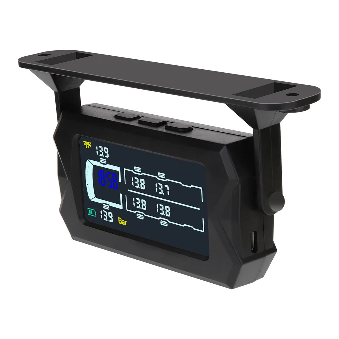 Heavy Duty 12-Wheel Tire Pressure Monitoring System for Truck and RV, Model FGS-20, 433.92MHz, LCD Display, Real-Time Monitoring