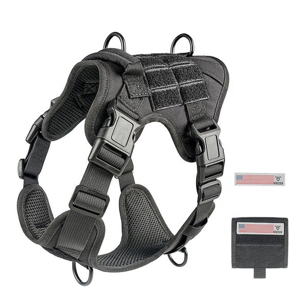 VTX-3169701 Tactical Dog Vest Harness Removable Backpack Heavy Duty No-Pull Military Training Saddlebag Hiking Outdoor Camping