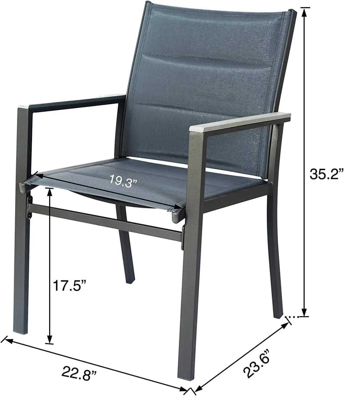 Modern Outdoor Patio Dining Chair Set, Gray Frame and Fabric, Comfortable Seating for Garden and Living Room