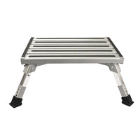 VTX-0890021 Aluminum RV Step Stool Adjustable Height Folding Platform Non-Slip Rubber Feet Supports up to 1500lbs Patio Garden