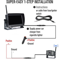 VTX-8203045 7'' 1080P 2 Digital RV Wireless Backup Camera System Highway Monitor Trailer Truck Bus Motorhomes Night Vision