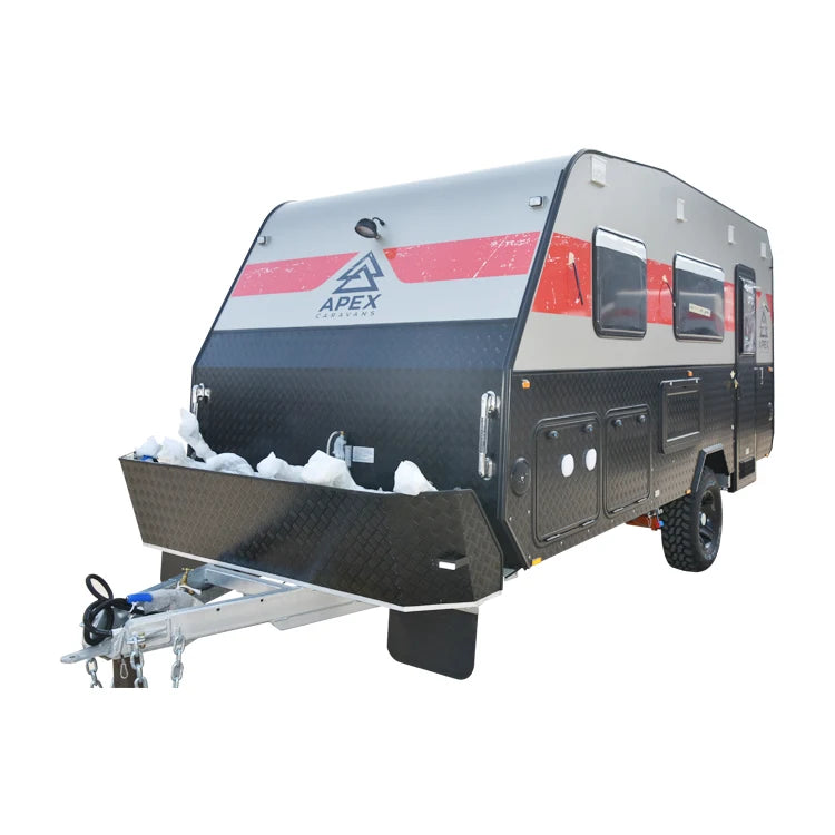 16 Foot Recreational Travel Caravan Trailer, 4x4 Off Road, Aluminium Composite, Independent Suspension, External Slide Out Kitchen, White
