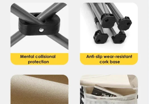 Folding Portable Camping Chair with Steel Frame and Oxford Fabric, 165x53x70cm, Weight Capacity 120-150kg