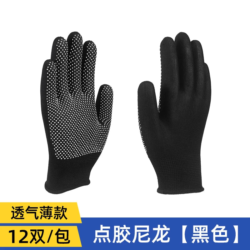 Men's Non-Slip Cotton Yarn Safety Gloves for General Industry, Opera Length, Silicone-Free, Powder-Free