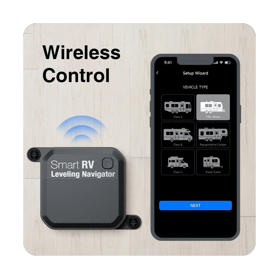 Compact RV Leveling System with Wireless App Control and High Precision Sensors