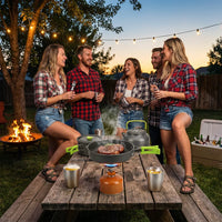 VTX-1824805 8in1 Outdoor Picnic Alumina Boiling Pot Frying Pan Set Accessories Portable Cookware Party Hiking Camping Travel