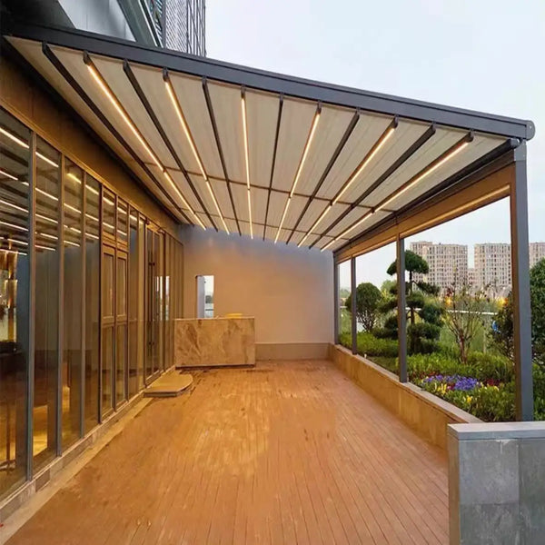 VTX-2004133 Commercial Retractable Patio Awning Windproof Sunshade Restaurant Hotel Aluminum Waterproof Durable Home Decor Gifting