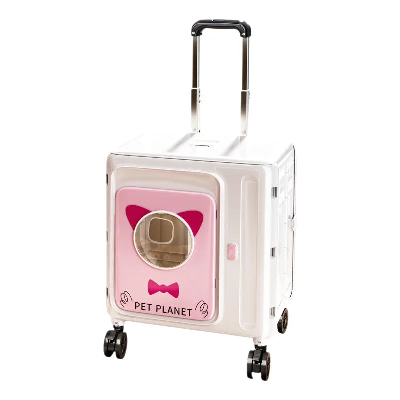 Lightweight Folding Trolley for Outdoor Camping and Food Storage, Large Capacity, Rectangle, Pink, 43*38*54CM