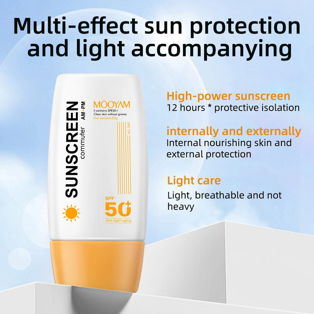 SPF 50+ Sunscreen Cream for Body and Face, Moisturizing and Brightening Formula, 50g